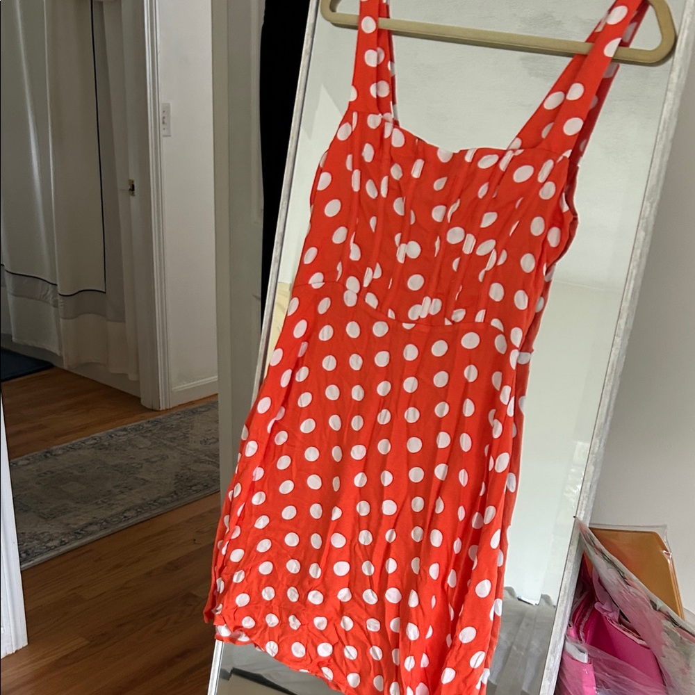 AFRM Scarlet and White Polka Dot Mini Dress